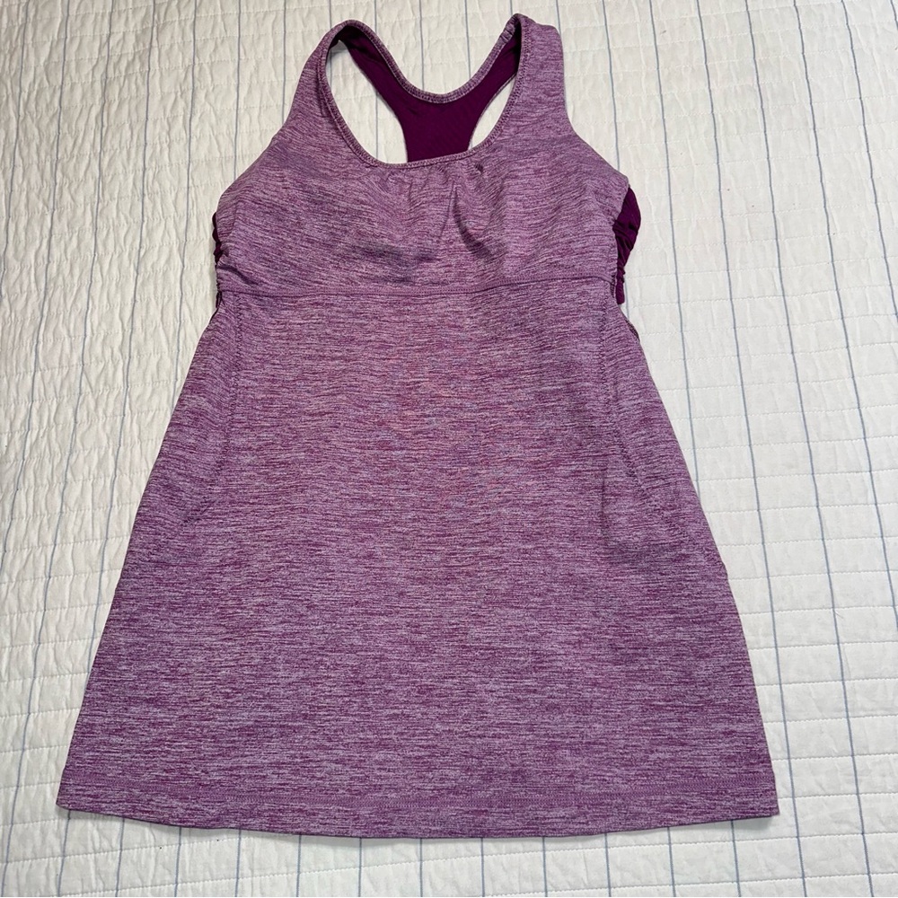 Lululemon No Limits‎ Tank Top Purple Space Dye Built-in Bra Womens Size 8